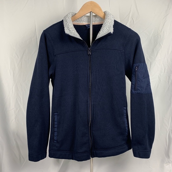 Nautica Blue Zip Up Jacket with Sherpa Neck Lining Women's M - Picture 1 of 6